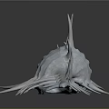 White Spiky Conch Shell 3D Rendering Isolated On Dark Background 3d model