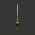 Golden Spiral Blade Sword With Decorative Hilt Ornate Design Against Grey Gradient Background