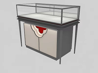 Jewelry Specialty Store Display Case With Glass Top And Red Decorative Cabinet 3d model