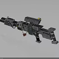 Futuristic Sci-Fi Mechanical Weapon With Metallic Modular Structure Complex Components And Barrel Sections 3d model