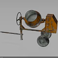 Orange Heavy Duty Concrete Mixer With Mixing Drum Wheels And Handle