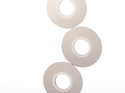 White Floor Lamp Featuring Three Circular Radiated Texture Shades In Vertical Layout 3d model