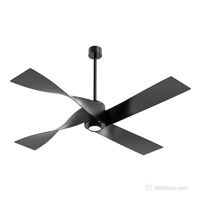 Modern Black Ceiling Fan With Five Sleek Blades For Home Cooling Use 3d model 