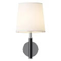 Modern Wall Light Featuring White Lampshade Black Pole And Metal Bracket Design