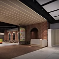 Spacious Department Store Interior With Tile Flooring Chandeliers Display Counters And Customers Walking
