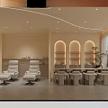 Comfortable Nail Salon Interior Design With Manicure Chairs Tables And Shelves