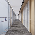 Office corridor aisle glass partition office passageway 3d model