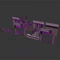 Damaged Miniature Architectural Building Model With Windows Doors And Scattered Parts