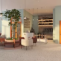 Modern Mall Store Interior With White Chairs And Greenery 3d model