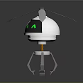 Futuristic Small Robot With Helicopter Propeller Green Eyes And Metal Legs