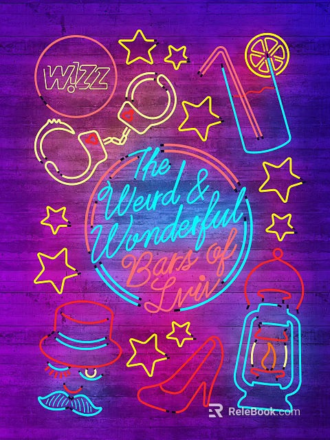 Decorative Neon Lights With Stars Lanterns And Purple Wood Grain Background 3d model 
