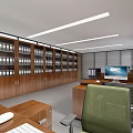 Modern Service Hall Interior With Counters Office Chairs And Displays 3d model
