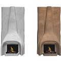 Modern Textured Fireplace Design with Burning Flames and White Wall Background 3d model