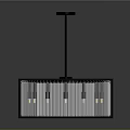 Elegant Modern Square Chandelier With Black Metal Frame And Crystal Pendants