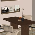 Middle style dining table and chair combination 3d model