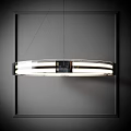 Modern Circular Chandelier With Black Metal Frame And White LED Light Ring