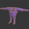 Purple Cartoon Creature Character With Big Eyes Stretchy Arms And Soft Texture