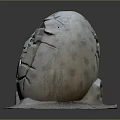 Mystical Cracked Egg Sculpture Featuring Mythical Creature Hatchling With Textured Shell On Stone Base