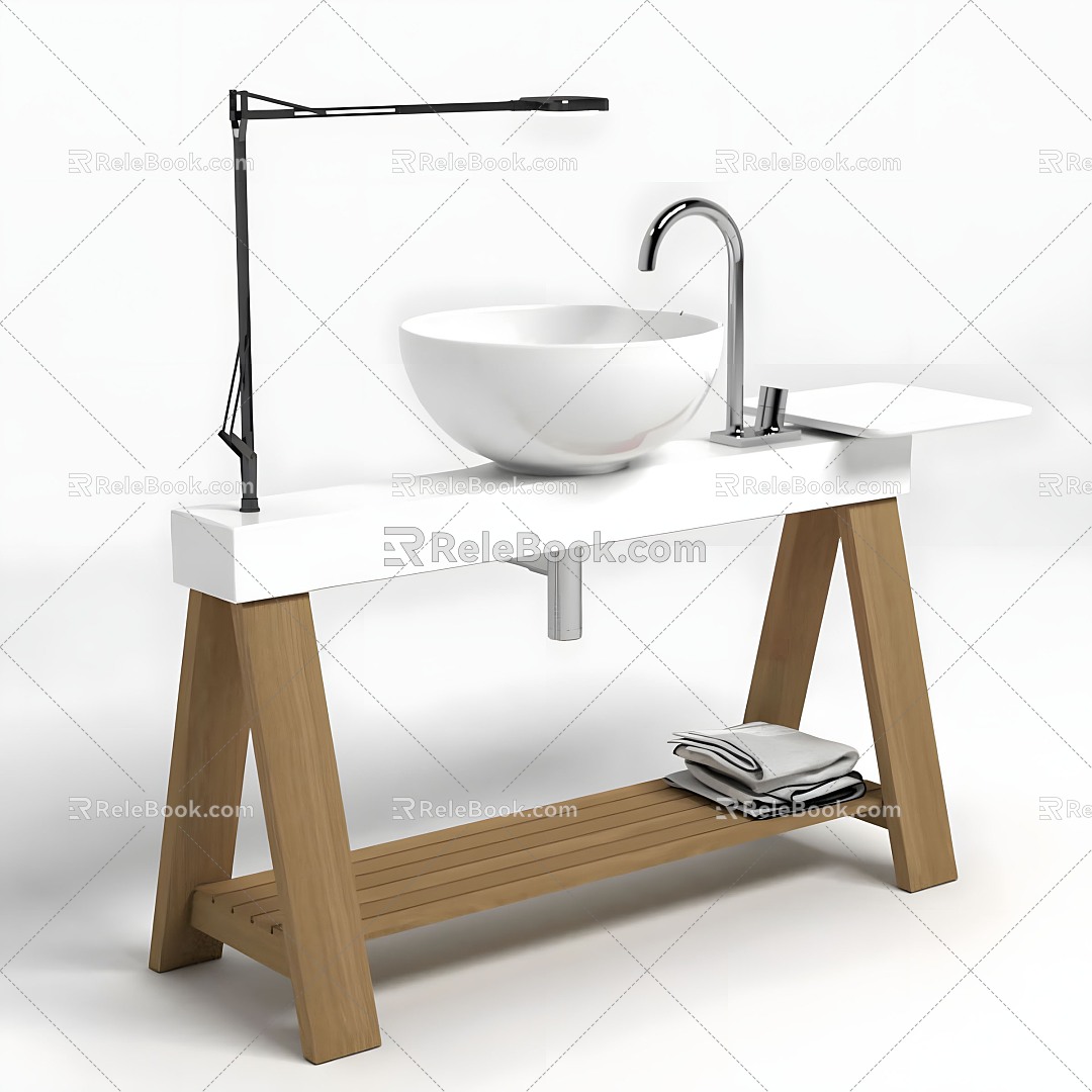 Modern Ceramic Washbasin Modern Bathroom Bathroom Toilet Faucet Sink Towel Home Furnishing 3d model