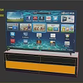Modern Smart TV with Various Streaming Apps Displayed on Sleek TV Stand 3d model