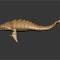 Golden Whale Sculpture With Metallic Scaled Texture And Reflective Surface On Dark Background