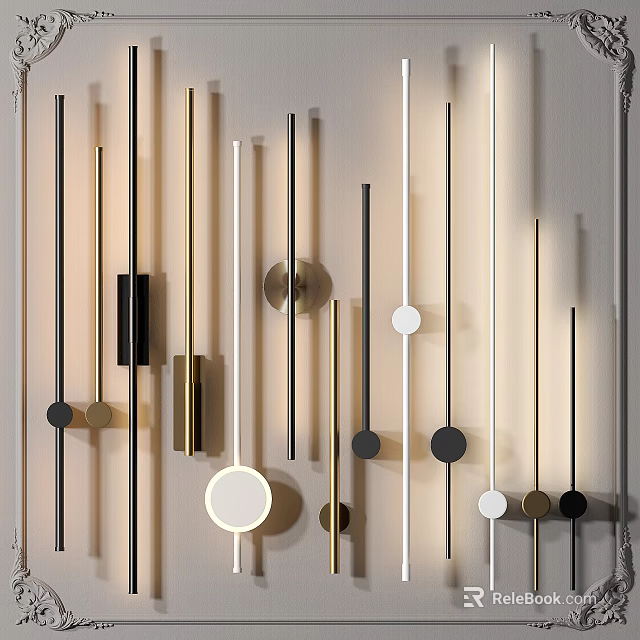 Modern Contemporary Wall Lamps Featuring Cylindrical Bar And Circular Design In Black Gold White Colors 3d model 