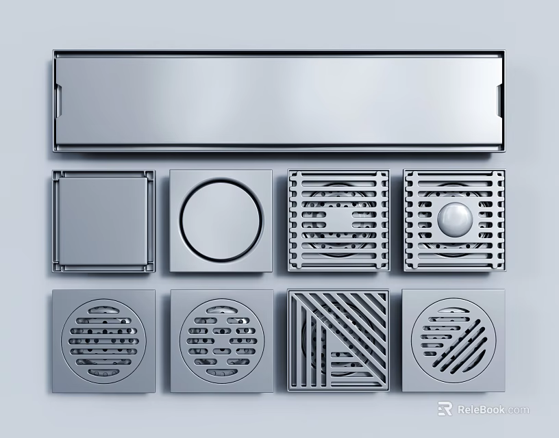 Bathroom Accessories Various Shaped Floor Drains with Different Patterns for Home Use 3d model 