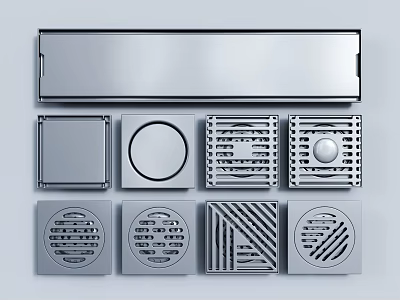 Bathroom Accessories Various Shaped Floor Drains with Different Patterns for Home Use 3d model