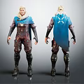 Fantasy Character Design Featuring Blonde Hair Blue Cape And Armor Front Back View
