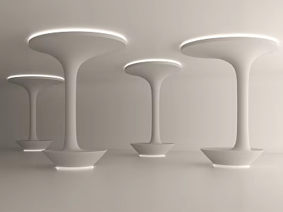 Modern White Pillars with LED Lighting and Sleek Contemporary Design Elements 3d model