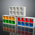 Multi Colored Cube Shelving Units With White Frames And Vibrant Compartments For Home Organization