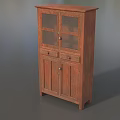 Vintage Wooden Curio Cabinet Featuring Glass Doors Drawers And Display Storage