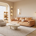 Modern Sofa Coffee Table Combination Cream Sofa 3d model