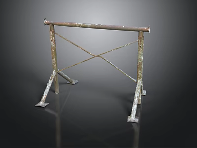 Rusty Metal Workbench Frame With Crossed Support Bars And Sturdy Legs 3d model