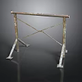 Rusty Metal Workbench Frame With Crossed Support Bars And Sturdy Legs