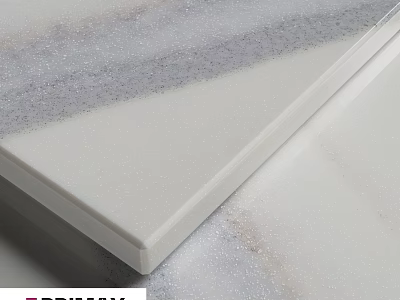 White Marble Panel Construction Component With Grey Veins And Smooth Finish 3d model