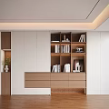 Modern Display Cabinet Design With Open Shelves White Wooden Panels And Decorations