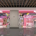 Public Office Area Entertainment Corner With Pink Claw Machines And Neon Lights