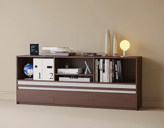 Modern Low Bookcase Side Cabinet Decorative Cabinet 3d model