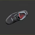 Grey Sports Sneakers With Red Accents Cracked Leather And White Sole