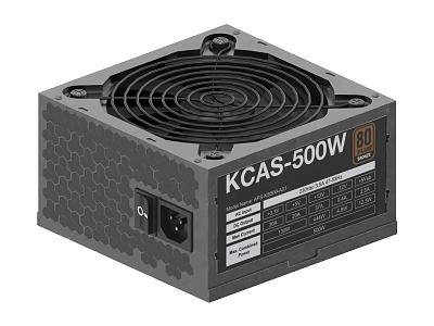 PC Power Supply KCAS 500W With 80 Certification Cooling Fan And Efficient Performance Design 3d model