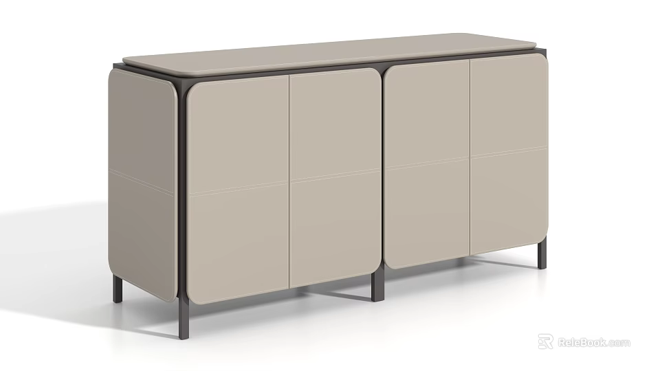 Modern Beige Dresser Featuring Four Doors Black Frame And Sleek Design 3d model 