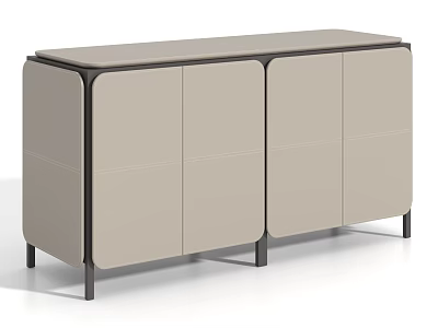 Modern Beige Dresser Featuring Four Doors Black Frame And Sleek Design 3d model