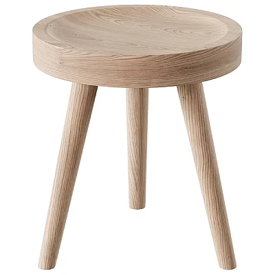 Natural Wood Dining Chair With Round Seat And Tapered Legs Modern Design 3d model