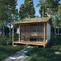 New Chinese-style thatched cottage pavilion 3d model