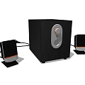 Modern Black Audio Speaker System With Main Unit And Satellite Speakers Design 3d model