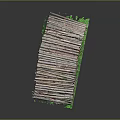 Stacked Natural Wood Logs Arranged On Green Stone Base With Dark Background