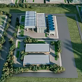 Industrial Plant Aerial View With Multiple Buildings Green Landscape And Surrounding Trees