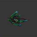 Mythical Biomechanical Creature Character with Green Blue Tentacles and Pink Glowing Details