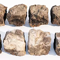 Natural Rough Stones and Wood Pieces with Textured Surfaces for Decor Projects